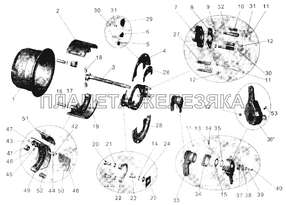 Тормозной механизм заднего моста МАЗ-105 МАЗ-105